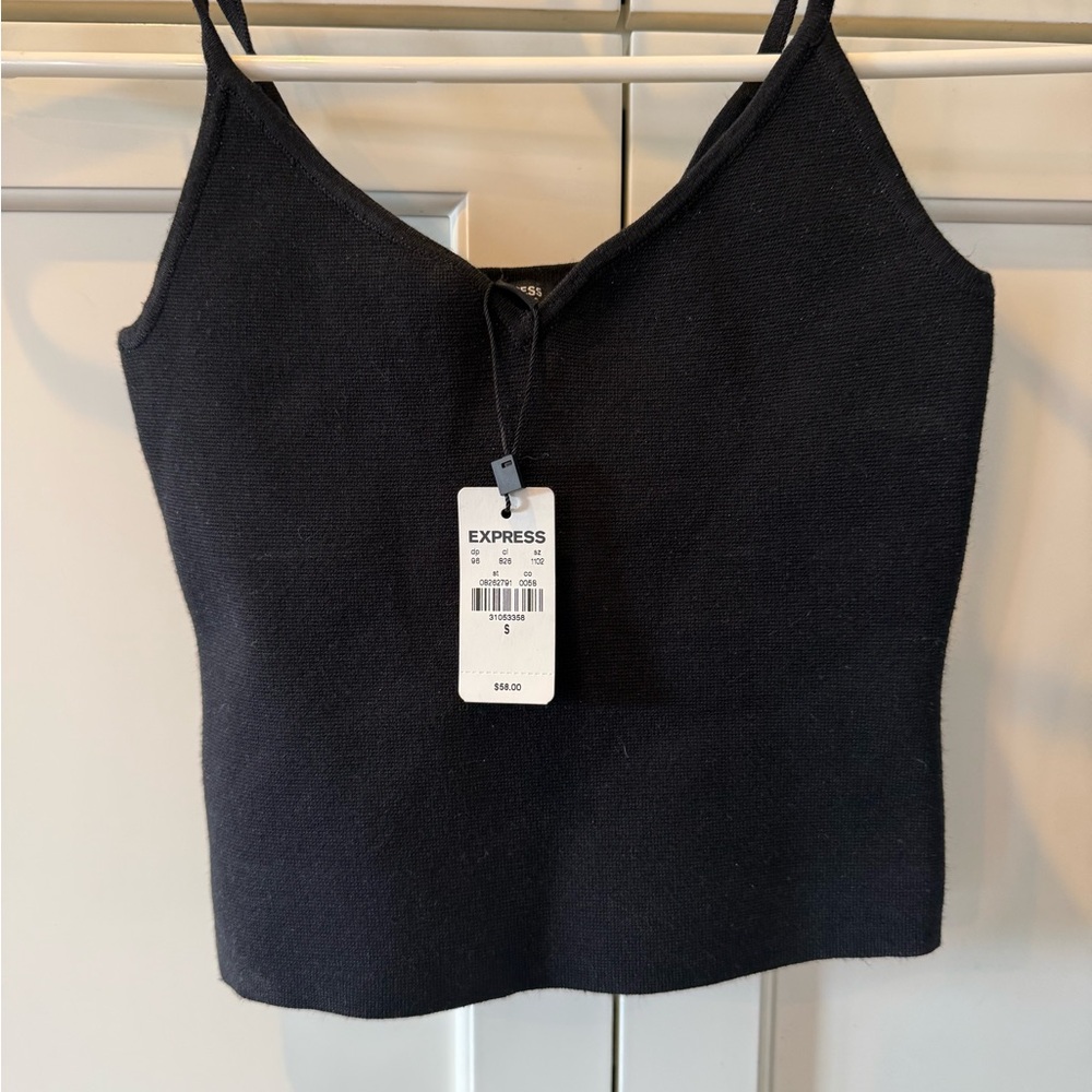 Express Black Knit Cami with V-Neck